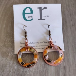 Boho style copper hoop and resin earrings//copper earrings//copper jewelry//boho earrings//jewelry image 4