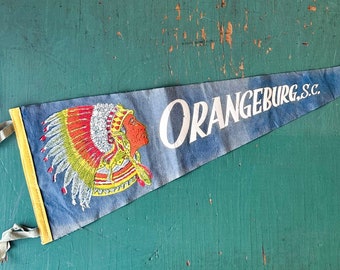 Vintage Orangeburg South Carolina Pennant Flag - SC Pennant Flag - South Carolina Travel Souvenir - Orangeburg Souvenir