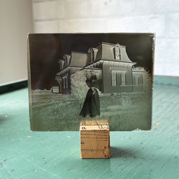 Antique Victorian Era Photographic Negative Glass Plate - Authentic Victorian Halloween Decorations