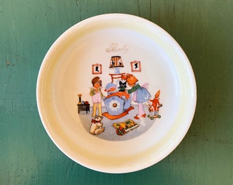 Vintage Baby Bowl - Nursery Playroom Baby Bowl with Toys - Baby Bowl Dish Gift - Gender Neutral Unisex Baby Gift - Epiag DF Czechoslovkia