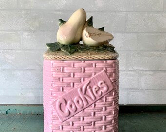 Vintage Pink McCoy Pottery Cookie Jar - Pear McCoy - McCoy Cookie Jar - Candy Jar - Kitchen Decor - Kitchen Canister - Kitchen Storage