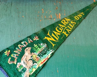 Vintage Niagara Falls Ontario Canada Pennant - Pennant Flag - Canadian Pennant Flag - Niagara Falls Pennant Flag - Ontario Memorabilia