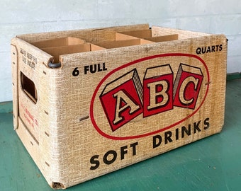 Vintage 1962 ABC Soft Drinks Cardboard Crate Reading PA