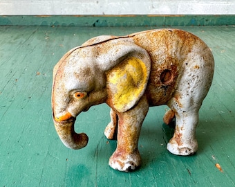 Antique Cast Iron Hubley Elephant Still Coin Bank