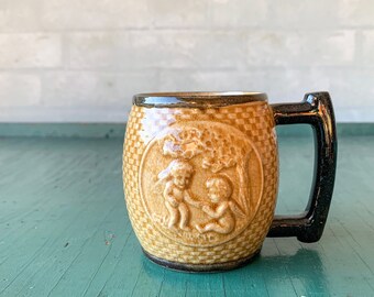Vintage Ceramic Baby Cup - Baby Cup with Cherubs - Hand Painted in Japan - Baby Gift - Antique Baby Gift - Vintage Baby Gift - Farmhouse