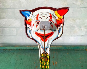 Vintage US Metal Toy Mfg. Co. Clown Noisemaker - Clown Toy - Clown Doll - Halloween Decor