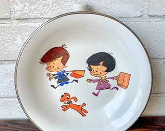 Vintage Mid Century Inox Child's Warming Plate - Child's Feeding Plate - Vintage Baby Gift - Baby Feeding Gift - Kids Warming Plate - Inox