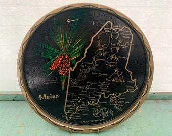 Maine Souvenir Tray; Retro Decor; Memorabilia Vintage Lincolnville Beach