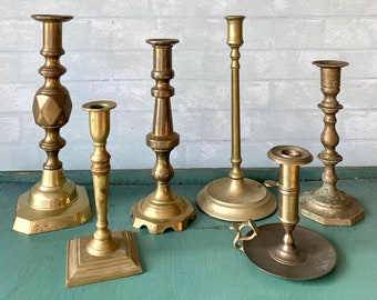 Brassware Mid Century Brass Vintage Tablescape Vintage Candleholders Candle Holders Pair of Vintage Brass Candle Holders Vintage Brass