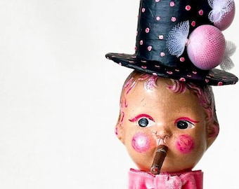 French Dandy Assemblage Sculpture - Altered Doll Art - Mixed Media Sculpture - Vintage Upcycled Art - OOAK Found Object Art