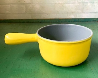 Vintage Yellow Descoware Enamelware Saucepot - Enamel Ware - Vintage Pots and Pans - Cookware - Belgian Kitchenware - Yellow Kitchen Decor