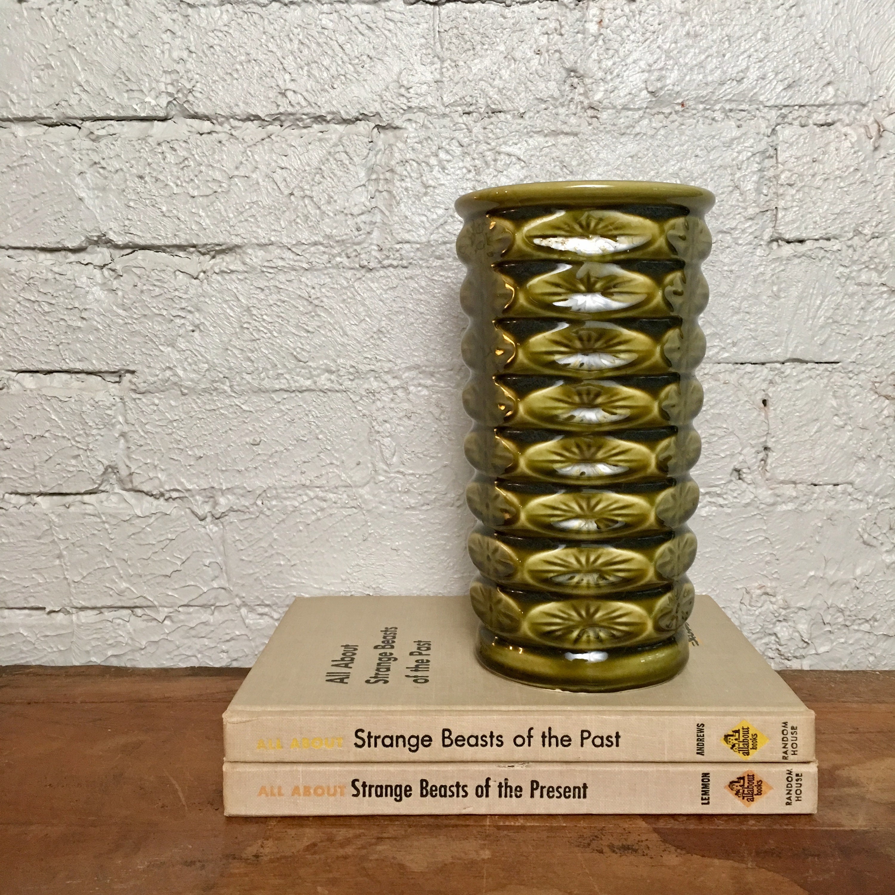 Vintage Mid Century Modern Ceramic Green Vase By Floraline Usa