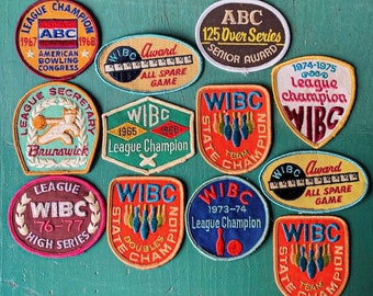 Vintage Women's Bowling League Sew On Patches - American Bowling Congress - Womens International Bowling Congress