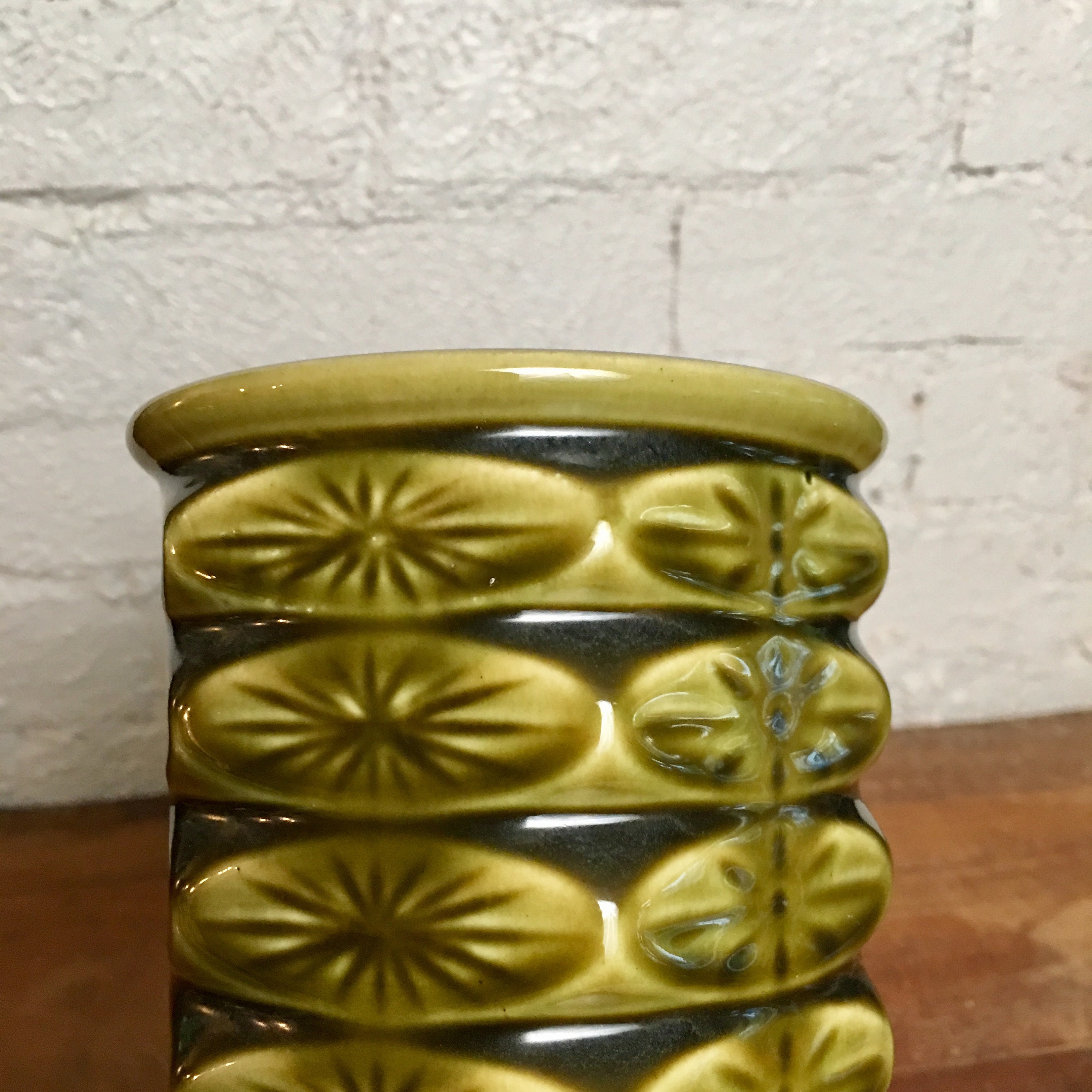 Vintage Mid Century Modern Ceramic Green Vase By Floraline Usa