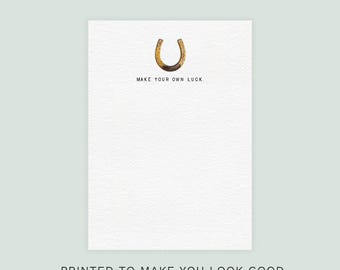 Machen Sie Ihr eigenes Glück Notizblock | 13x20 cm Hufeisen Design | 100 Seiten Vintage-inspirierter Luxe List Pad | Schreibtisch Schreibwaren Geschenk