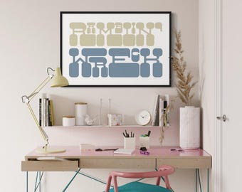 Ramblin Wreck Retro Collegiate Poster - Bold Typografie Digitaldruck - Wohnheim Wandkunst - rund 20-seitiges Poster - GA Tech