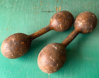 Vintage Wooden Barbells - Farmhouse Decor