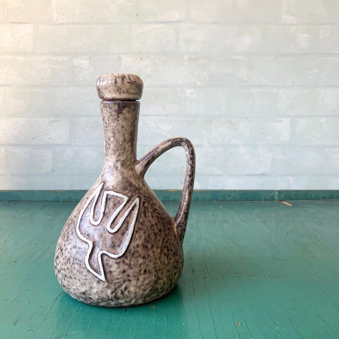 Vintage Ceramic Carafe With White Dove and Cork Corked Etsy