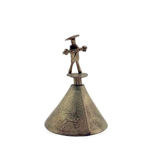 Dinner Bell Vintage Dutch Boy Girl Brass Bell Hand Bell Calling