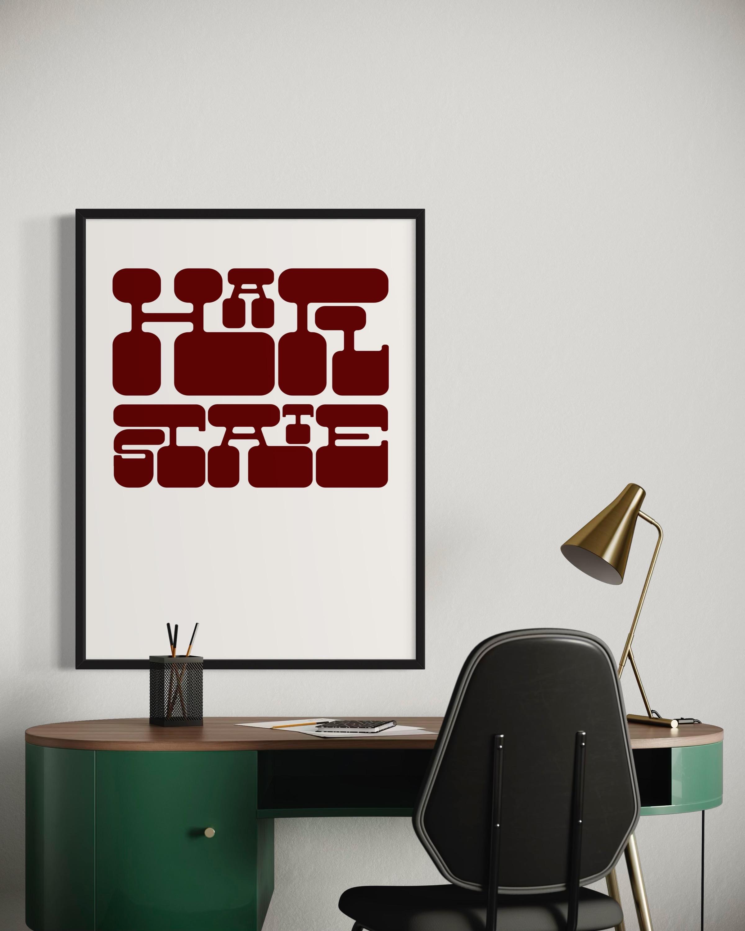 Hail State Retro Collegiate Poster - Bold Typography Digital Print ...