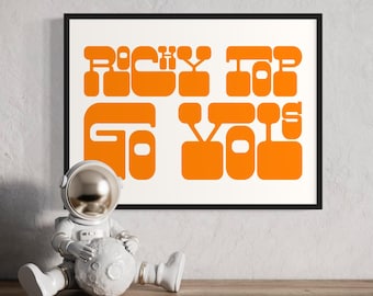 Rocky Top Go Vols Retro Collegiate Poster - Bold Typografie Digitaldruck - Wohnheim Wandkunst - SIC Spieltag Dekor - Moderne College Wandkunst