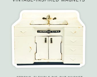 Vintage-inspirierter Kühlschrankmagnet | Starke gestanzte Kühlschrankmagnet | Line Mar Toys Waschbecken