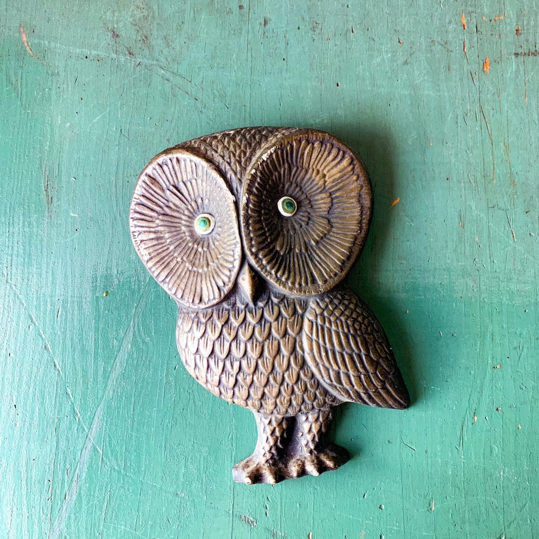 Vintage Chalkware Owl Halloween Owl Owl Decorations Wall Owls Vintage Halloween Decorations Etsy