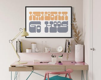 Wahoowa - Go Hoos - Wahoos - Retro Collegiate Poster - Bold Typografie Digitaldruck - Wohnheim Wandkunst - Sicherheits Spieltag Dekor - College Kunst