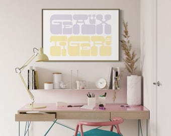 Geaux Tigers Retro Collegiate Poster - Bold Typografie Digitaldruck - Wohnheim Wandkunst - Sicherheits Spieltag Dekor - Moderne College Wandkunst