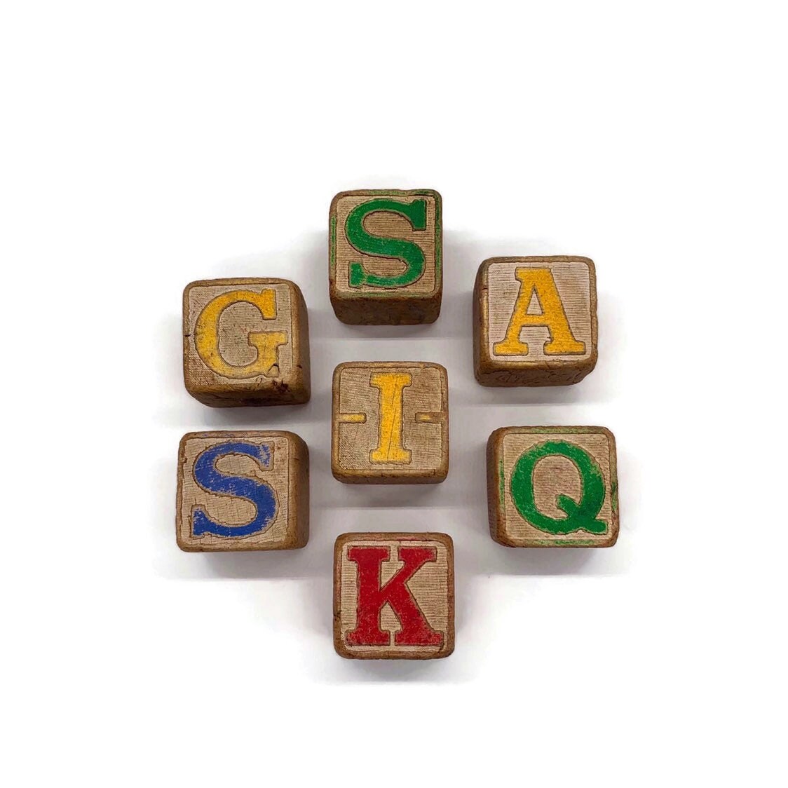 Vintage Alphabet Wooden Blocks Building