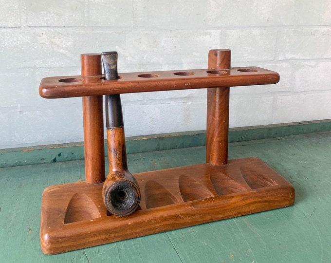 Vintage Wooden Pipe Display Rack Pipe Collection Display Smoking Pipe