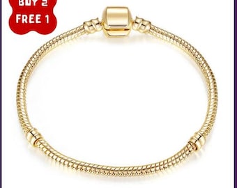 925 Sterling Silber Pandora Gold Verschluss Schlangenkette Armband, Weihnachtsgeschenke