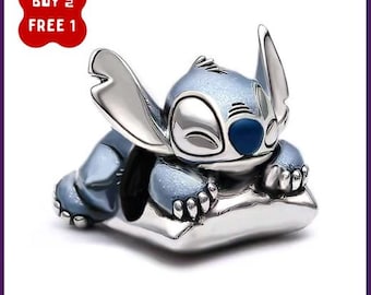 Sleeping Stitch Charm, Silver Charm, Pandora Compatible Charm, Charms for Bracelet