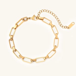 Paperclip Chain Bracelet, Waterproof Gold Link Bracelet, Paperclip Bracelet, Chunky Bracelet, Stacking Statement Bracelet, Arc & Aura BG004