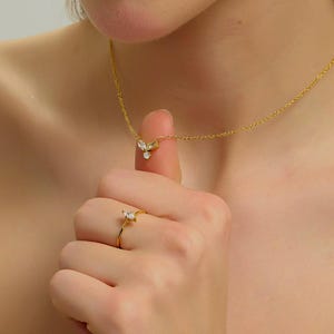 Waterproof Dainty Gold Necklace: Cubic Zirconia Pendant, 18k Plated NG008
