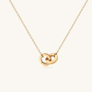 Interlocking Necklace, Dainty Necklace, Circle Infinity Necklace, 2 Circle Necklace Anniversary Gift, Minimalist Jewelry, Arc & Aura NG001