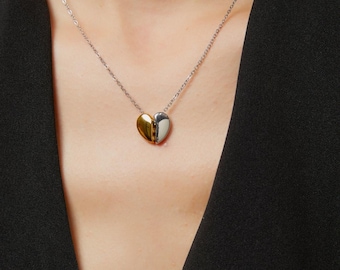 Harthangerketting, ketting van gemengd metaal, minimalistische alledaagse ketting, cadeau voor haar, Arc&Aura NGS025