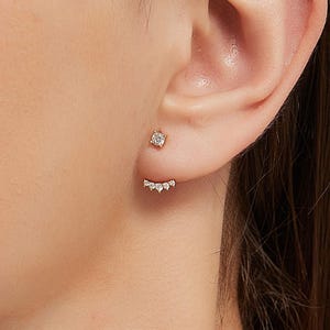 Ear Jacket Earrings, Multi Diamond Front Back Stud Earrings, Minimalist Everyday Earrings, Wedding Earrings, Arc&Aura ES043