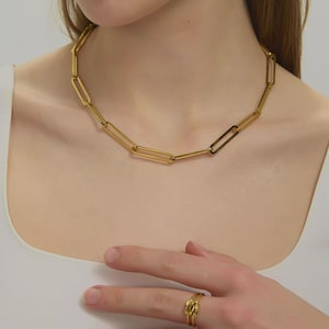 Collana con catena a graffetta in oro impermeabile: acciaio inossidabile PVD 18k