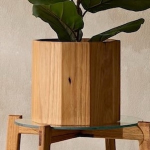 TERRA Large Handcrafted Timber Planter - Sustainable Wood Pot - Artisan Home Decor