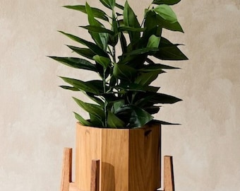 TERRA Classic Handcrafted Timber Planter - Hexagonal Wooden Pot - Sustainable Wood Home Decor
