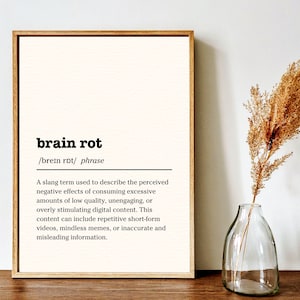 Mindful Wall Decor for Students: Brain Rot Definition Art and Psychology Poster. Digital Detox Art. Mental Health Decor, School Poster.
