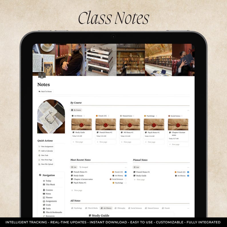 Dark Academia Notion Student Planner Template, College Study Dashboard ...
