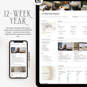 12-Week Year Notion Planner: Goal Planner & Habit Tracker (Digital Download)