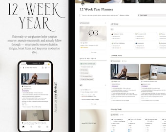 12-Week Year Notion Planner: Goal Planner & Habit Tracker (Digital Download)