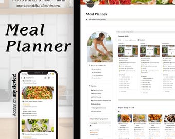 Notion Meal Planner Template: Recipe Organizer, Macro Tracker, Calorie Calculator (Digital Download)