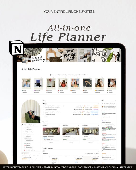 Notion Life Planner Template: Second Brain for ADHD, 2026 All-in-One Life Organizer (Digital Download)