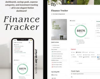 Notion 財務トラッカーテンプレート：予算、経費、投資ダッシュボード（デジタルダウンロード）