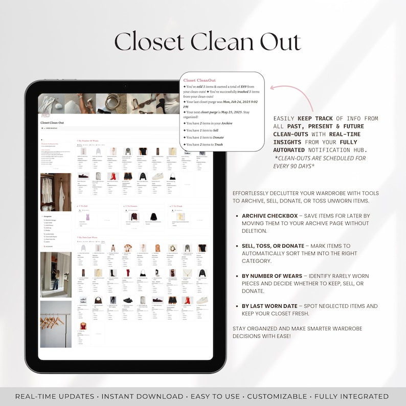 Notion Wardrobe Manager Template | Outfit Planner & Digital Closet ...