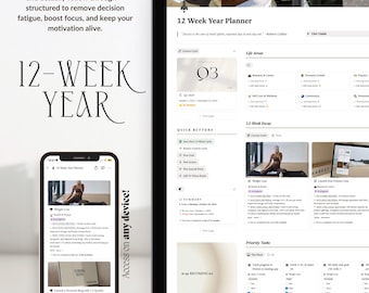12-Week Year Notion Planner: Goal Planner & Habit Tracker (Digital Download)